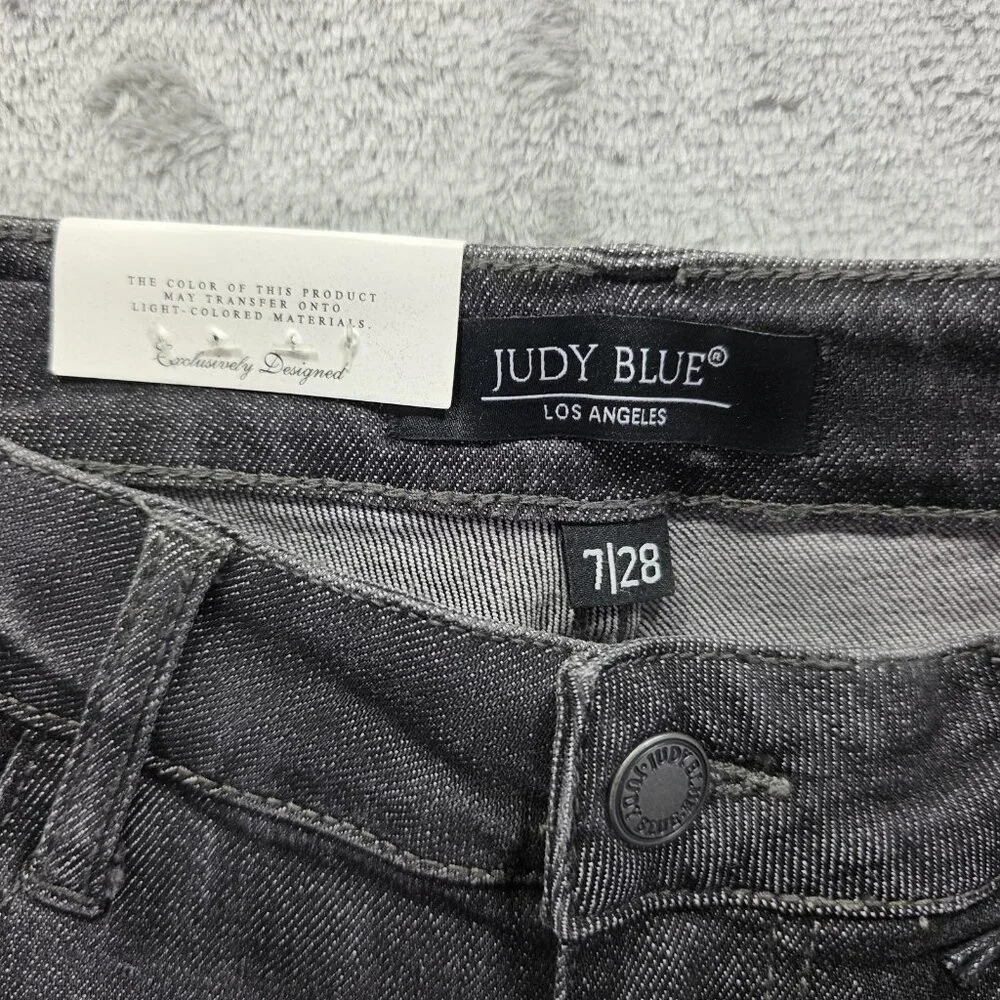 Judy Blue Jeans Womens 7 28 Black Distressed Boyfriend Fit Mid Rise JB8867 NWT